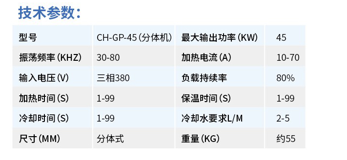 CH-GP-45(分體機）參數(shù)
